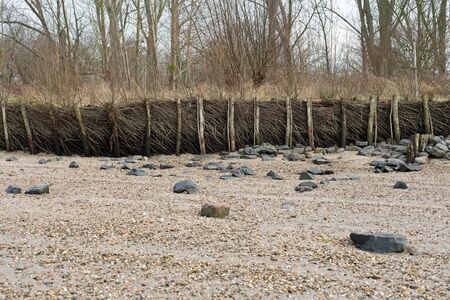 Flood protection at the shore of the rhineの写真素材