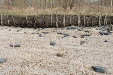 Flood protection at the shore of the rhineの写真素材