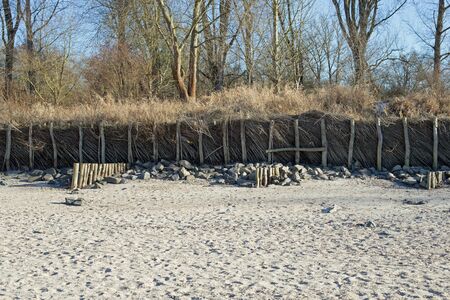 Flood protection at the shore of the rhineの写真素材