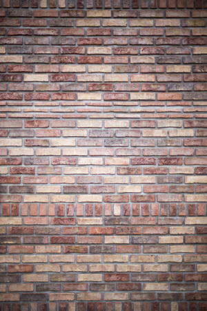 Brick wall with different coloured bricks, close upの写真素材