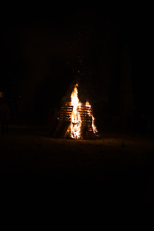 Embers fire fireplace grill fire flame, black backgroundの写真素材
