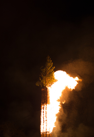 Embers fire fireplace grill fire flame, black backgroundの写真素材