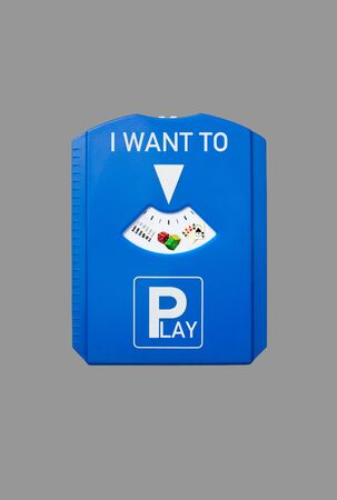 A german parking disc with the words I want to and Play, isolated on greyの写真素材