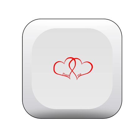Switch with two hearts and the words push me, isolated on whiteの写真素材