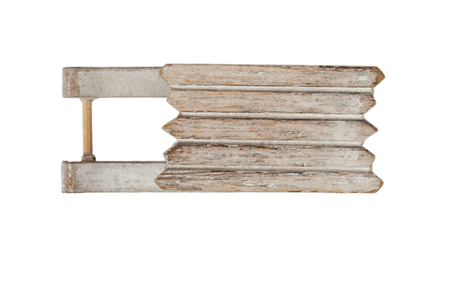 A wooden small sledge, isolated on whiteの写真素材