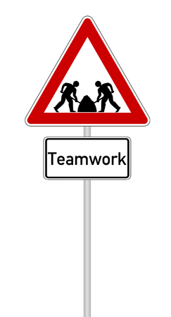 Sign with additional sign with text Teamworkの写真素材