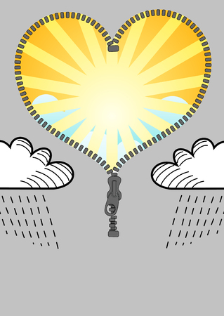 Change sun and clouds, illustrationの写真素材