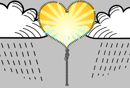 Change sun and clouds, illustrationの写真素材