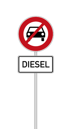 Traffic sign diesel driving prohibited, isolated on whiteの写真素材