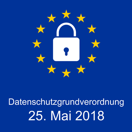 European flag with text DSGVO and 25.05.2018の写真素材