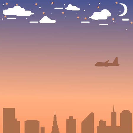 City Sunset Vector Flat Designのイラスト素材