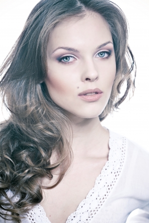 Closeup portrait of a sexy young woman with natural makeupの写真素材