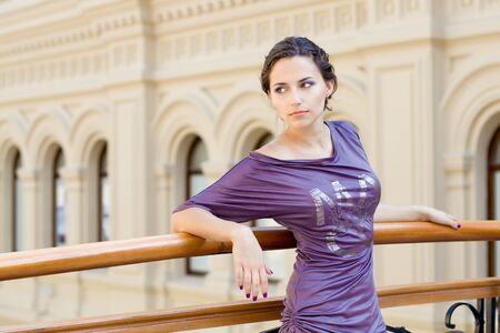 Attractive young woman on a streetの写真素材