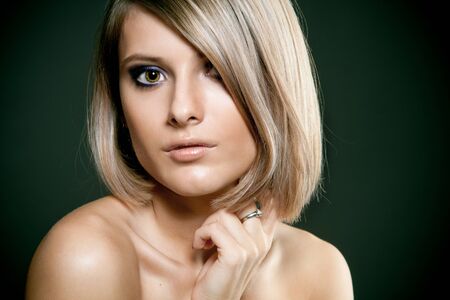 Close-up portrait of a beautiful young womanの写真素材