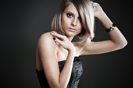 Close-up portrait of a beautiful young womanの写真素材