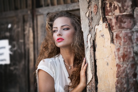 Beautiful young woman outdoorsの写真素材