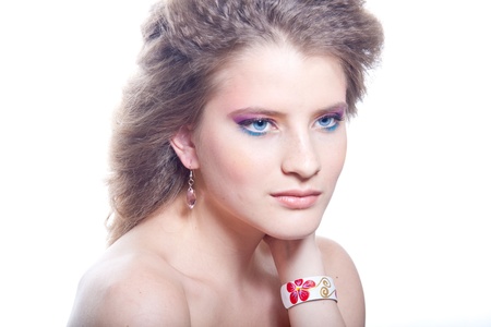 Closeup portrait of a beautiful womanの写真素材