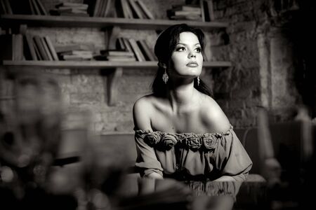 Portrait of a beautiful woman. Retro stylization.の写真素材