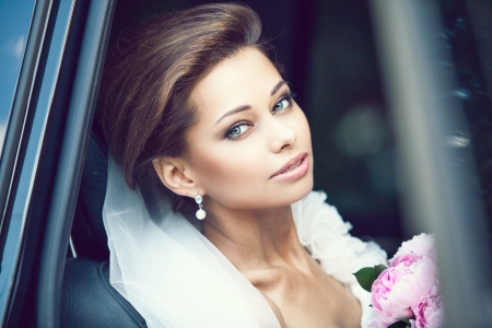 Beautiful happy young brideの写真素材