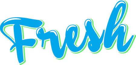 Fresh, text design. Vector calligraphy. Typography poster, card, t-shirt. Isolated on white background.のイラスト素材