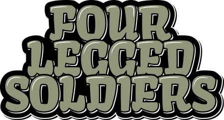 A solemn and respectful lettering vector design that honors the sacrifice and bravery of military service dogs. The quote "Four-legged soldiers" is a poignant reminder of the important role that these animals play in our nation's defense.のイラスト素材