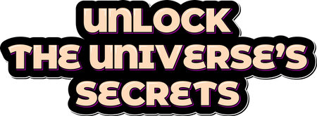 An elegant vector design that showcases the phrase "Unlock the universe's secrets" in a beautiful lettering style, perfect for those who love astronomy, space, and science.のイラスト素材