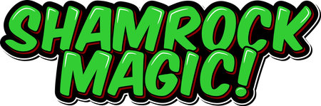 A magical and charming lettering design of "Shamrock magic", perfect for bringing some enchantment to your St. Patrick's Day festivities.のイラスト素材