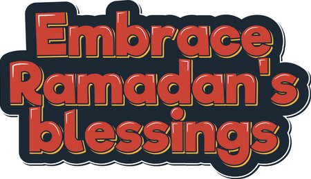 This vector design features a beautifully crafted lettering of the phrase "Embrace Ramadan's Blessings", encouraging believers to embrace the blessings of the holy month of Ramadan.のイラスト素材