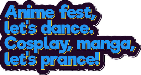 A lively and festive anime lettering design with a mix of American and Japanese language, perfect for promoting an anime festival.のイラスト素材