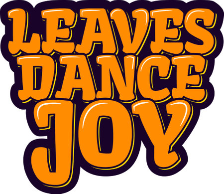 Aesthetic lettering vector illustration capturing the joyful dance of leaves during fall festivals.のイラスト素材