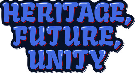 A dynamic lettering vector design celebrating the fusion of heritage, future, and unity.のイラスト素材