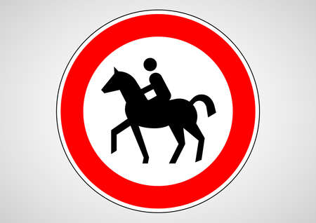 Ridden or accompany horses prohibited traffic sign.のイラスト素材