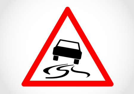 Road slipper when wet or dirty traffic sign.のイラスト素材