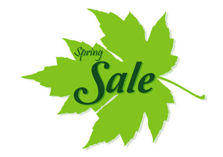 spring sale leaves labelのイラスト素材
