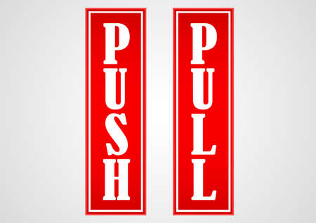 push pull red stickerのイラスト素材