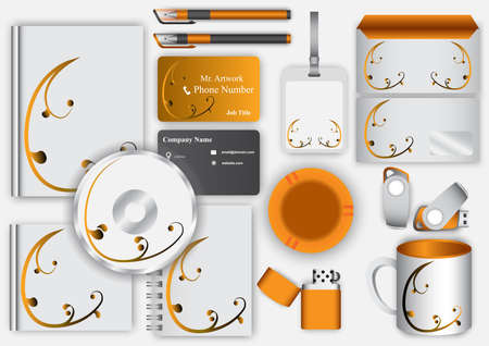 business kit various kinds equipment orangeのイラスト素材