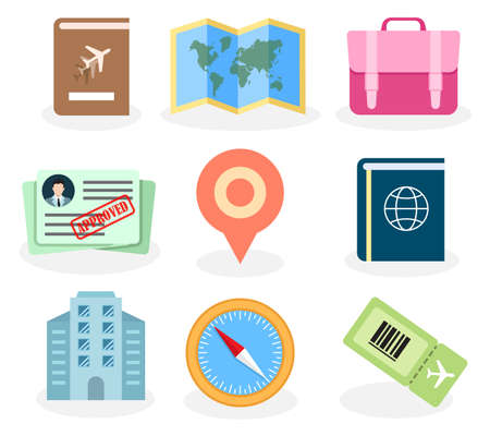 travelling icon set flat designのイラスト素材