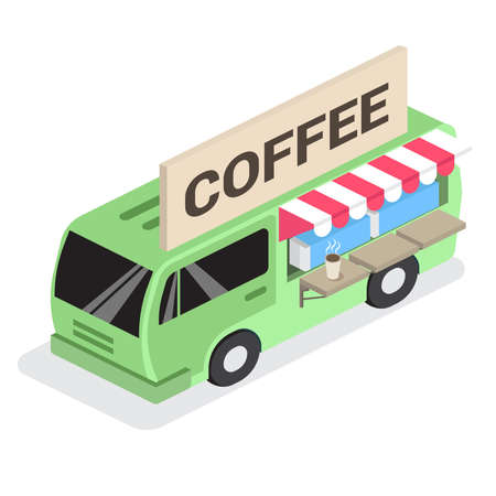 coffee van icon isometricのイラスト素材