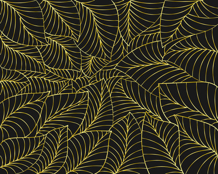 leaf gold line patternのイラスト素材