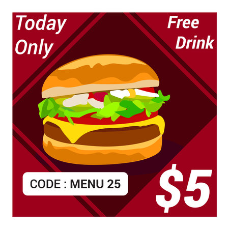 burger promotion bannerのイラスト素材