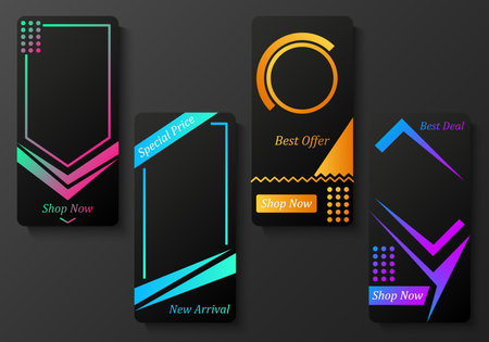 social media stories templates red blackのイラスト素材