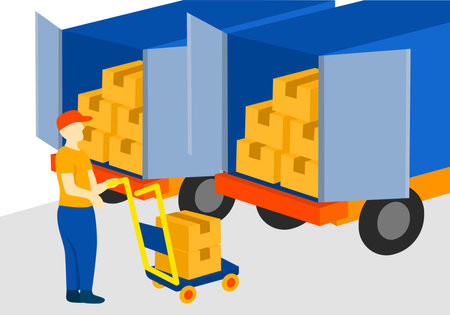 loading delivery box activityのイラスト素材