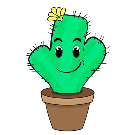 cactus mascot cartoon illustration background.のイラスト素材