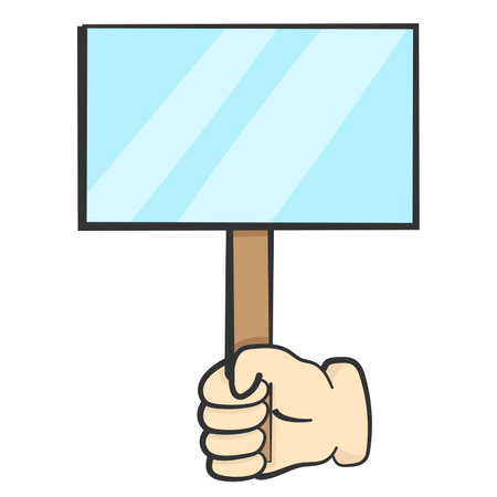 hand holding blank board illustration background.のイラスト素材