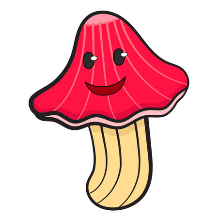 mushroom cartoon doodle kawaii smileのイラスト素材