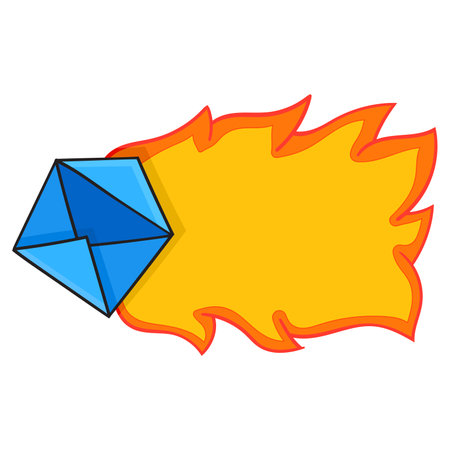 sending email icon with fire for fast service symbolのイラスト素材