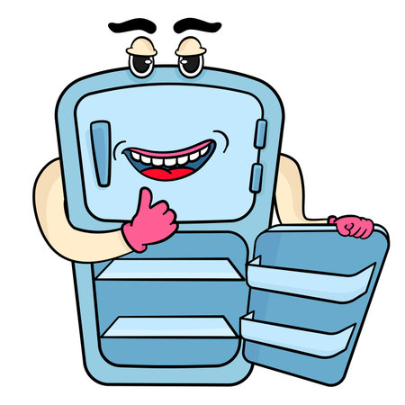 refrigerator smile cartoon emoticonのイラスト素材