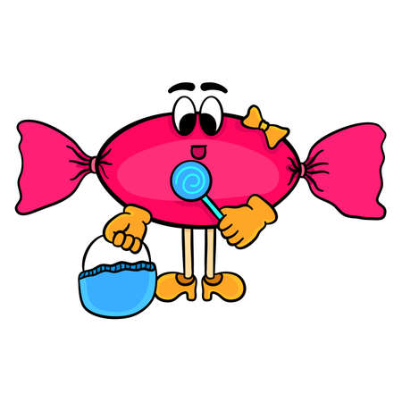 Illustration of candy cartoon characterのイラスト素材