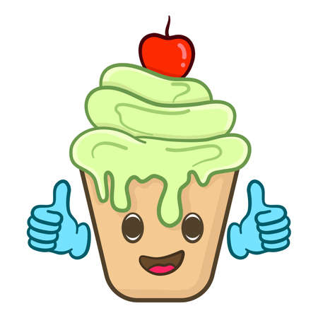 cupcake with cherry flat design vector illustrationのイラスト素材