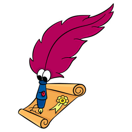 feather pen writing on letter flat design vector illustrationのイラスト素材